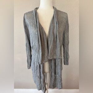 White House Black Market Gray Open Front Cascade Cardigan Small